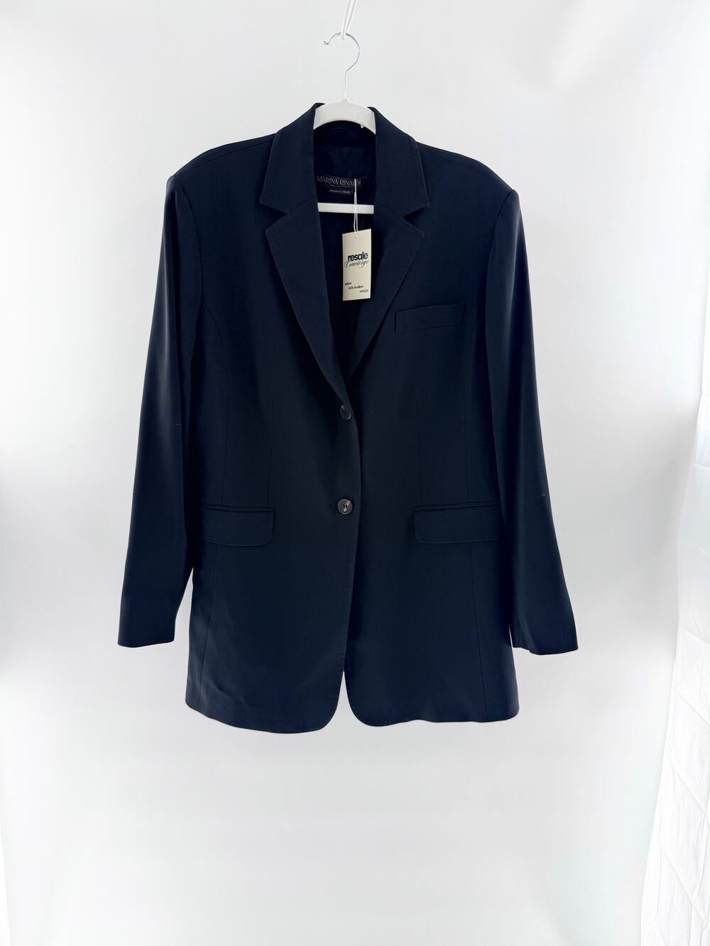 Marina Rinaldi Long Sleeve Blazer with Notch Lapels Black Womens Plus Size US 16